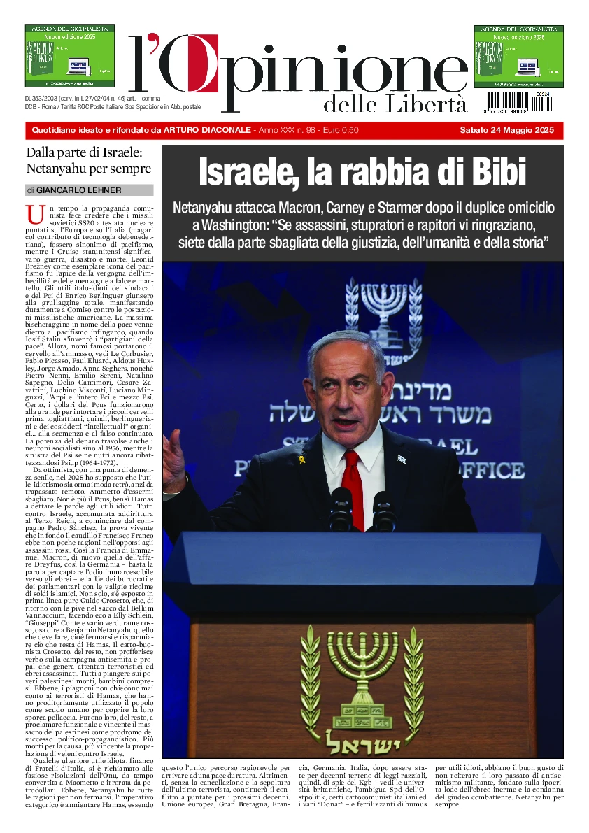 Prima-pagina-opinione della liberta-edizione-di-oggi-2025-05-26
